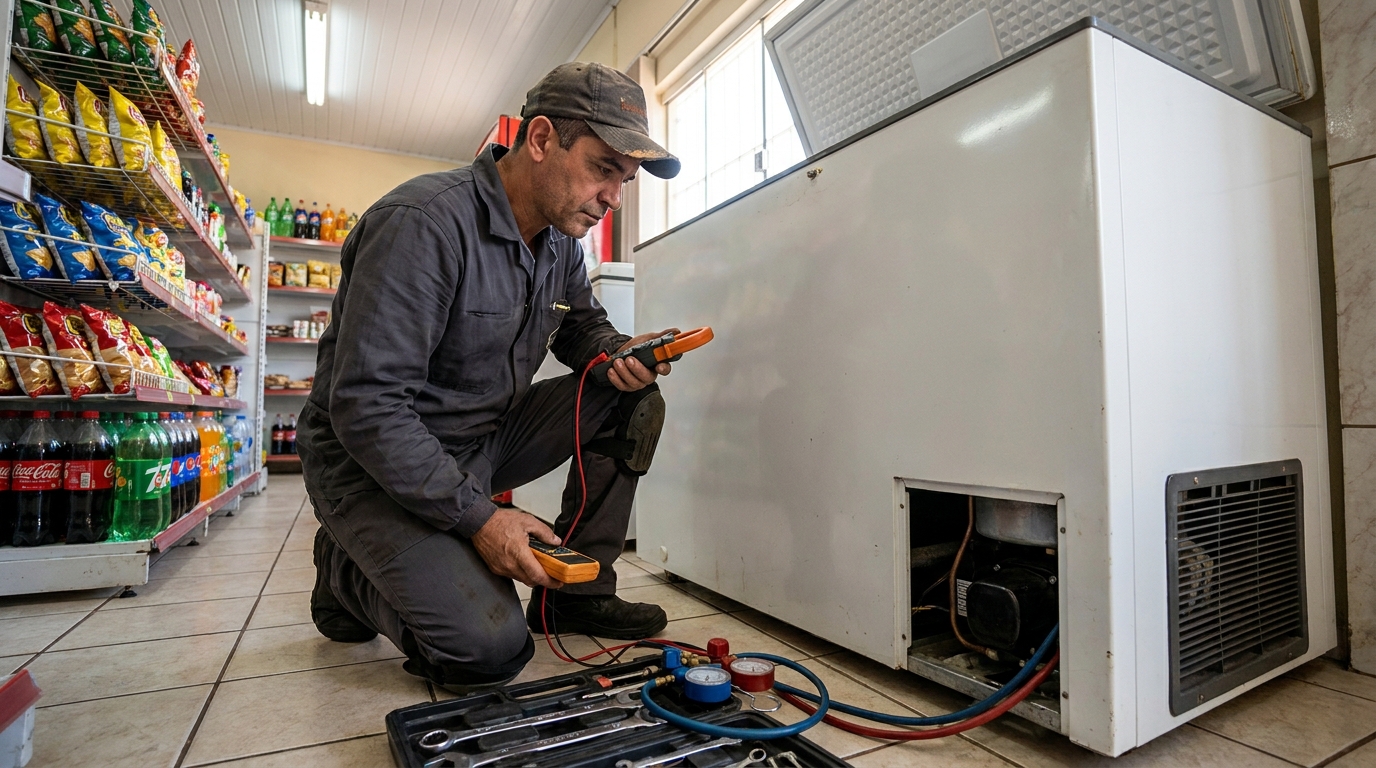 Reparo na placa eletrônica do freezer na Morada do Sol, Serra‑ES